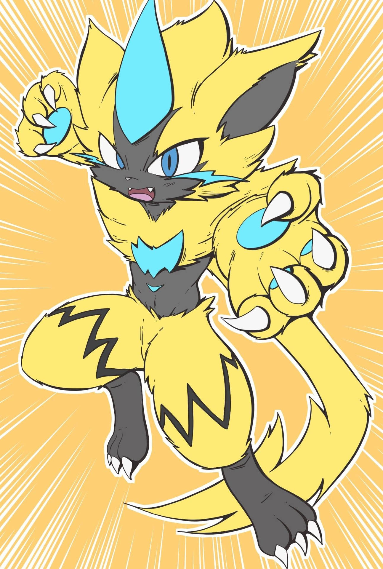 Zeraora Yellow Aesthetic Attack Background