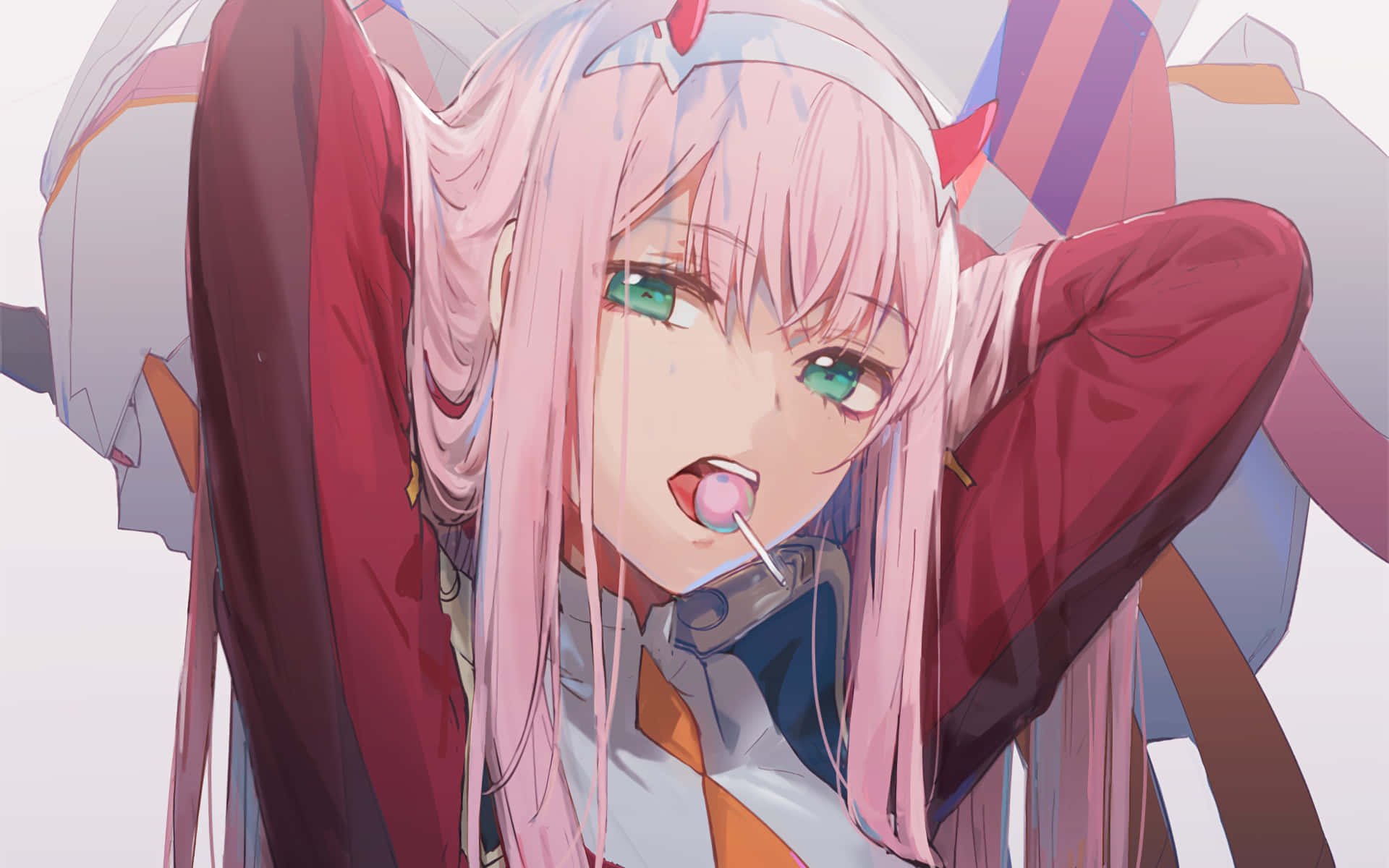 Zero Two Aesthetic Lollipop Background