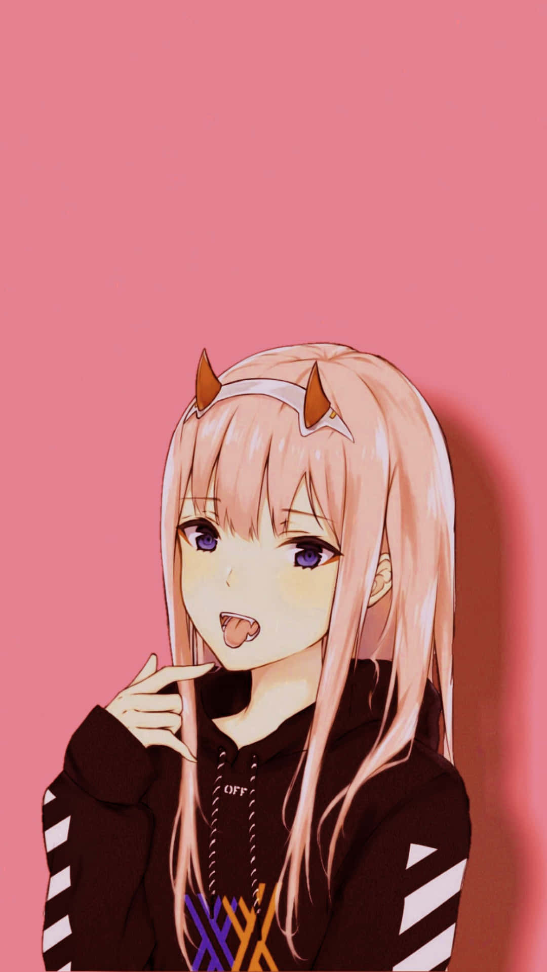 Zero Two Aesthetic On Pink Background