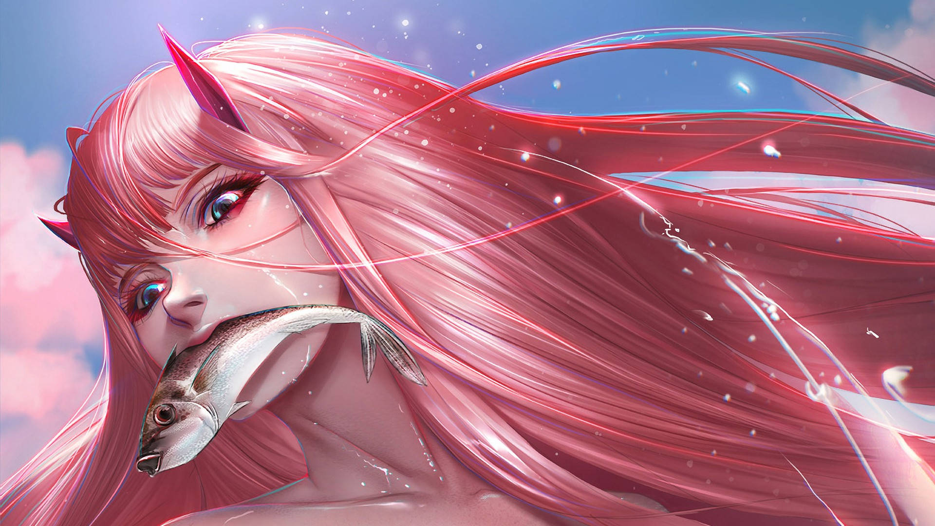 Zero Two And Fish Background