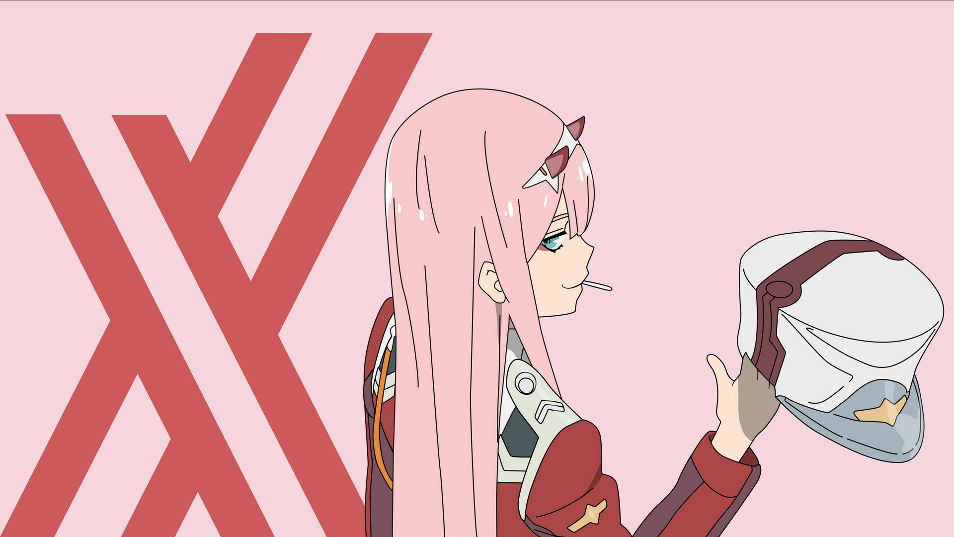 Zero Two Holding Her Hat Background