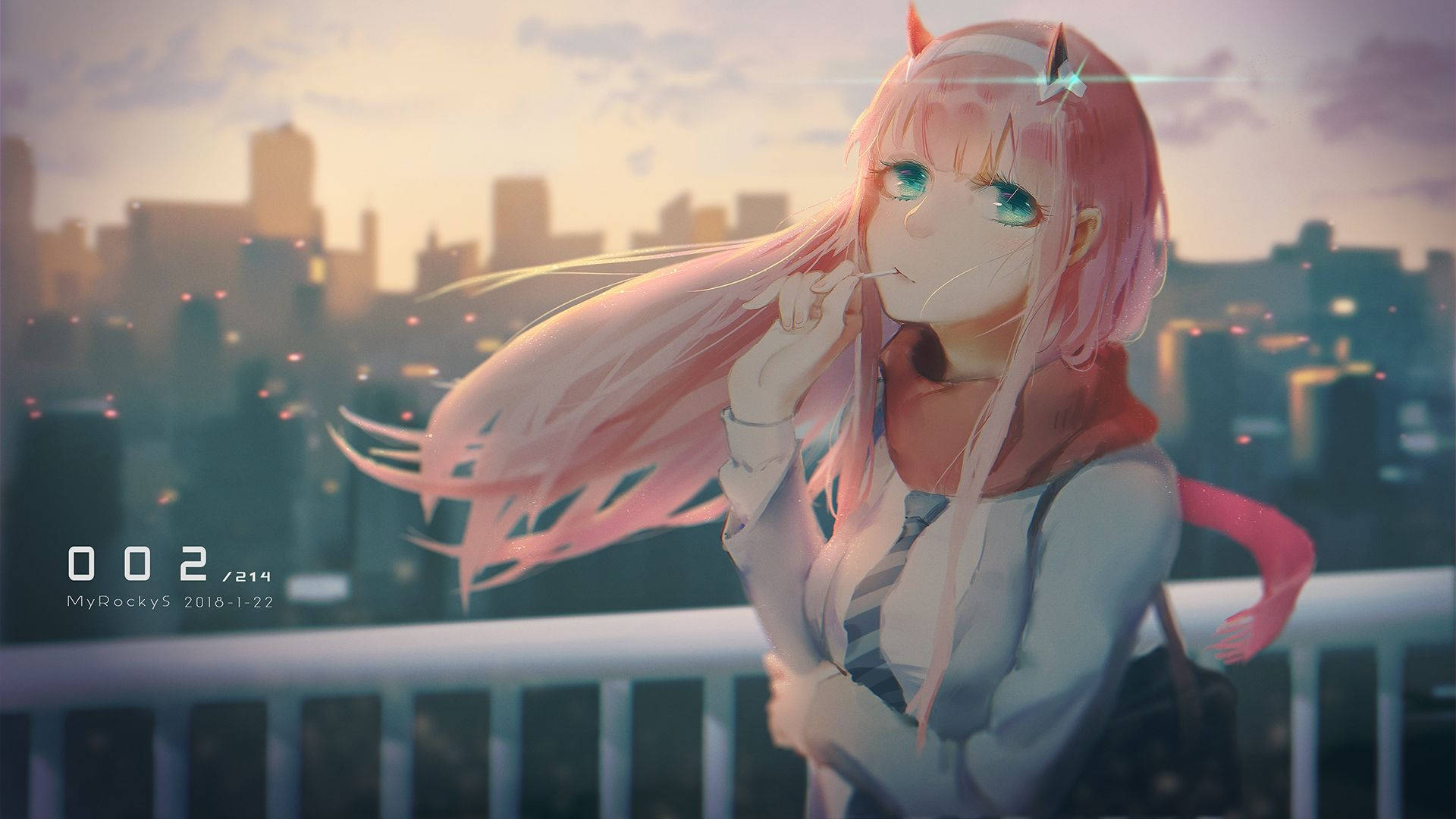Zero Two In The City Background
