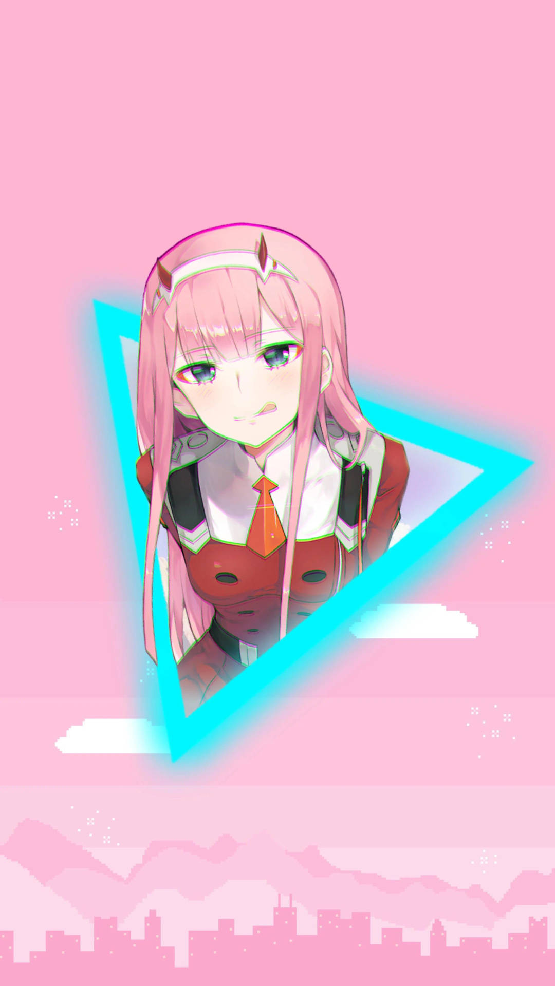 Zero Two In Triangle Frame Phone Background