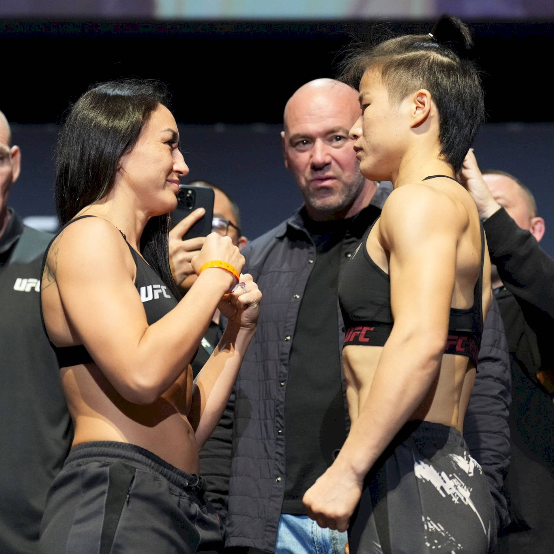 Zhang Weili And Carla Esparza Face-to-face Background