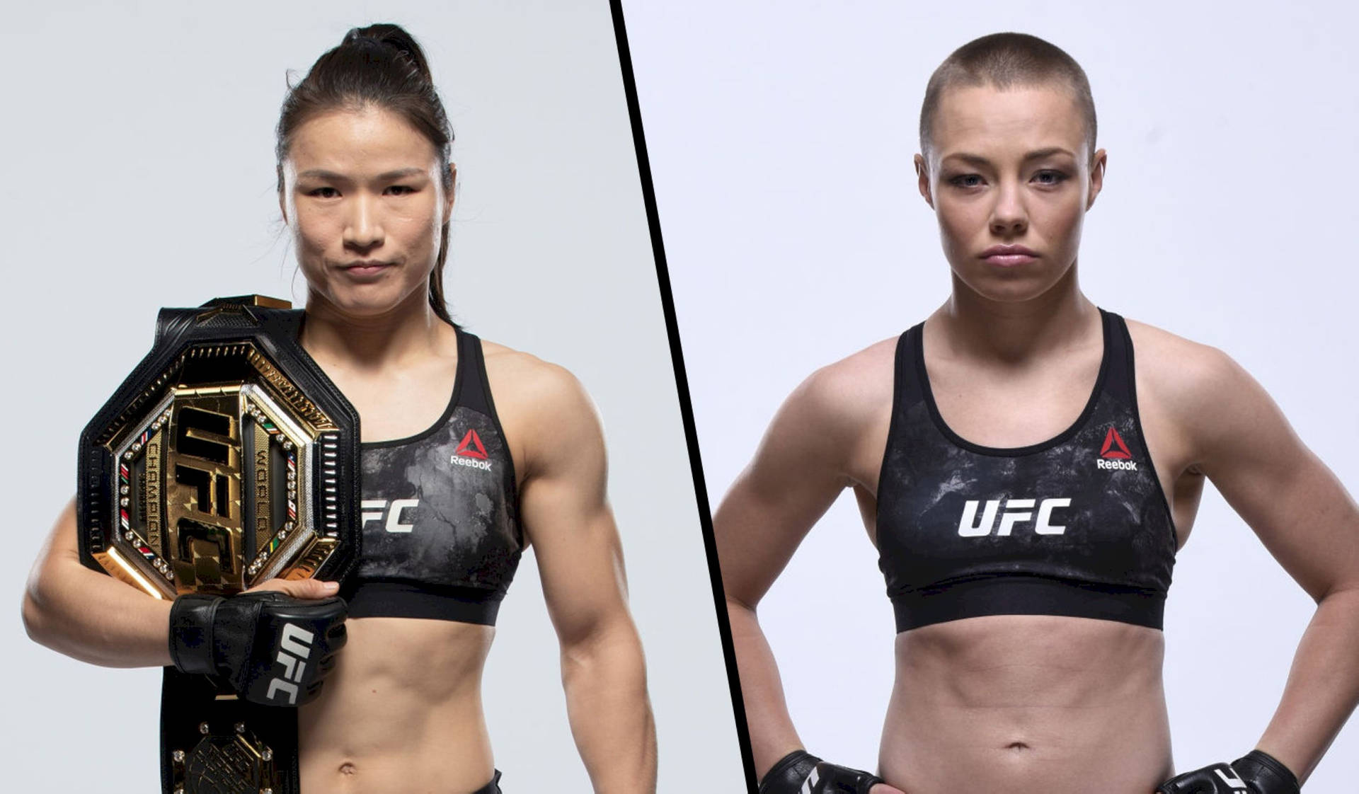 Zhang Weili Rose Namajunas Side-by-side Background