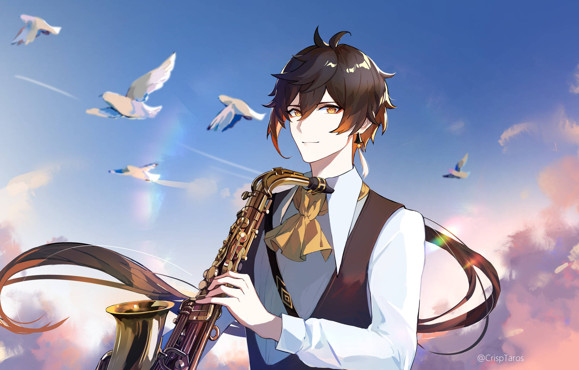 Zhongli Playing Alto Saxophone Background