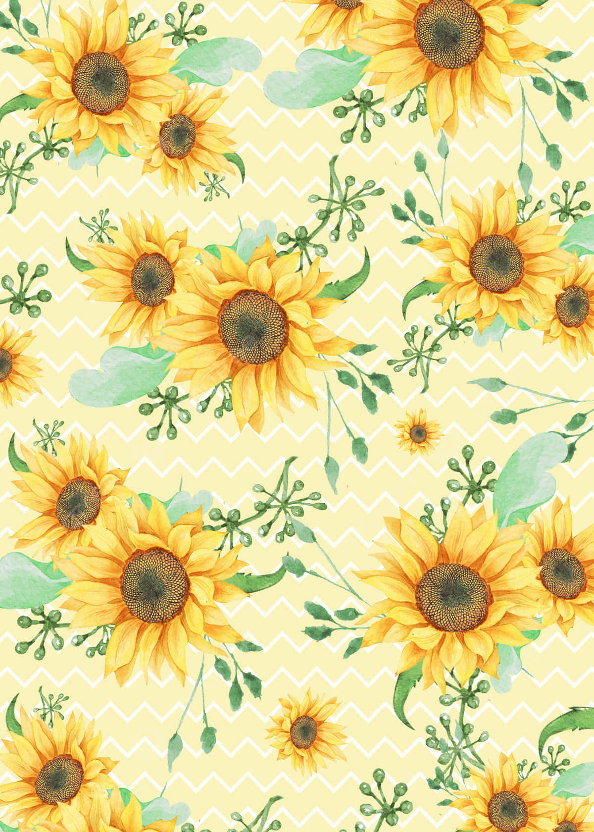 Zigzag Lines With Sunflower Phone Background