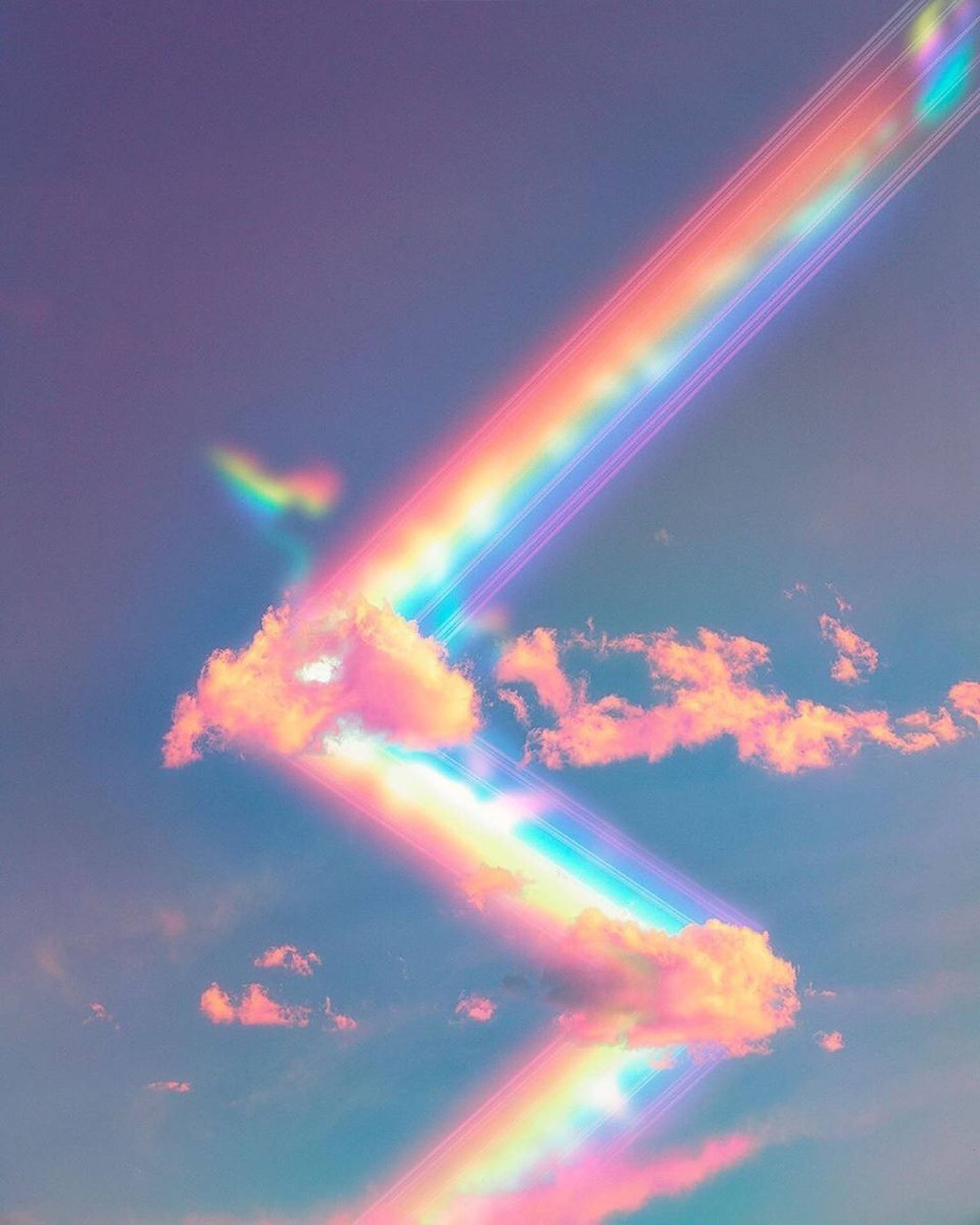 Zigzag Pastel Rainbow With Clouds