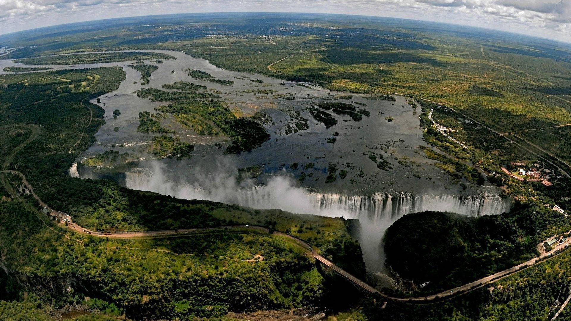 Zimbabwe's Curtain Of Water Background