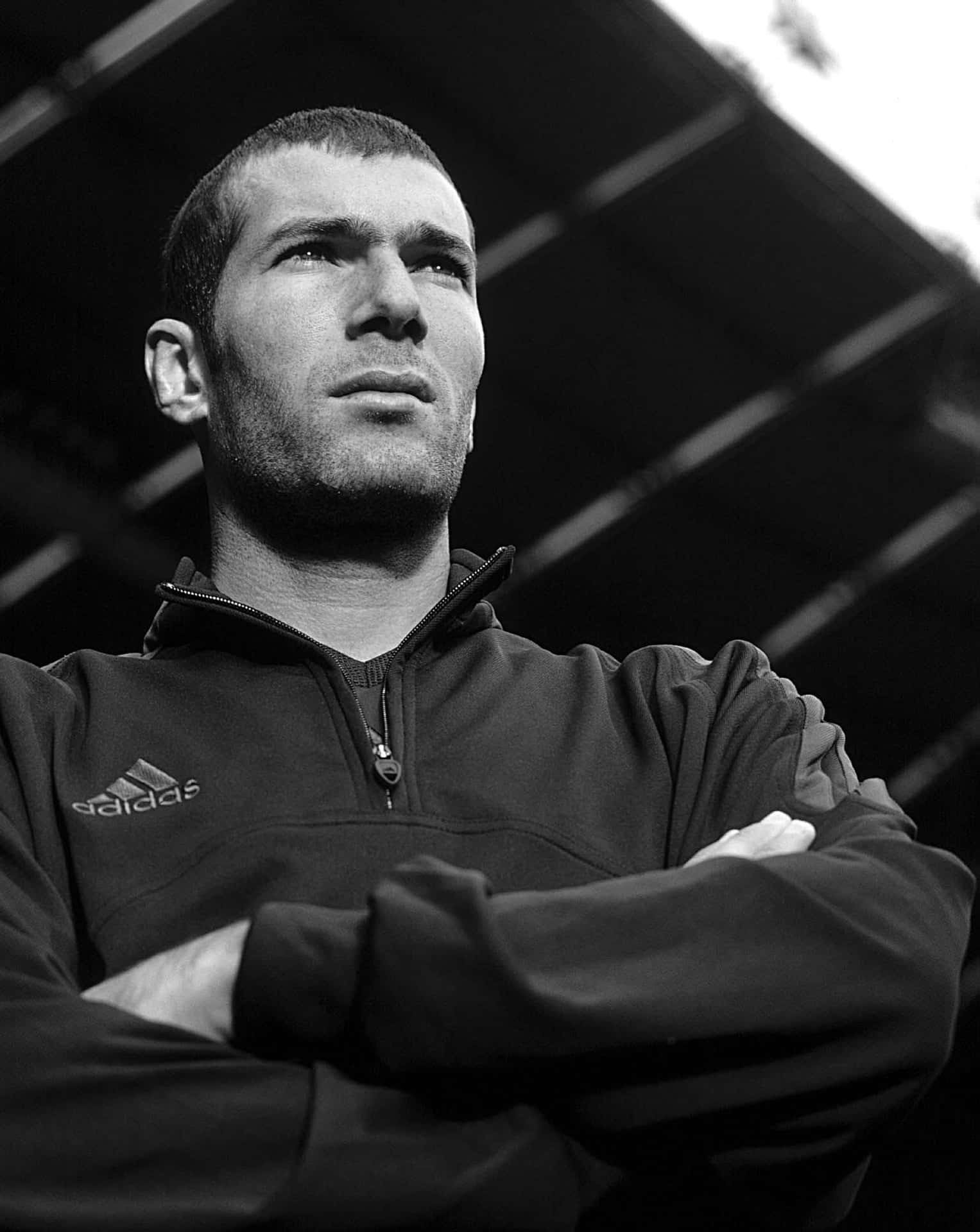 Zinedine Zidane Black And White Photography Background