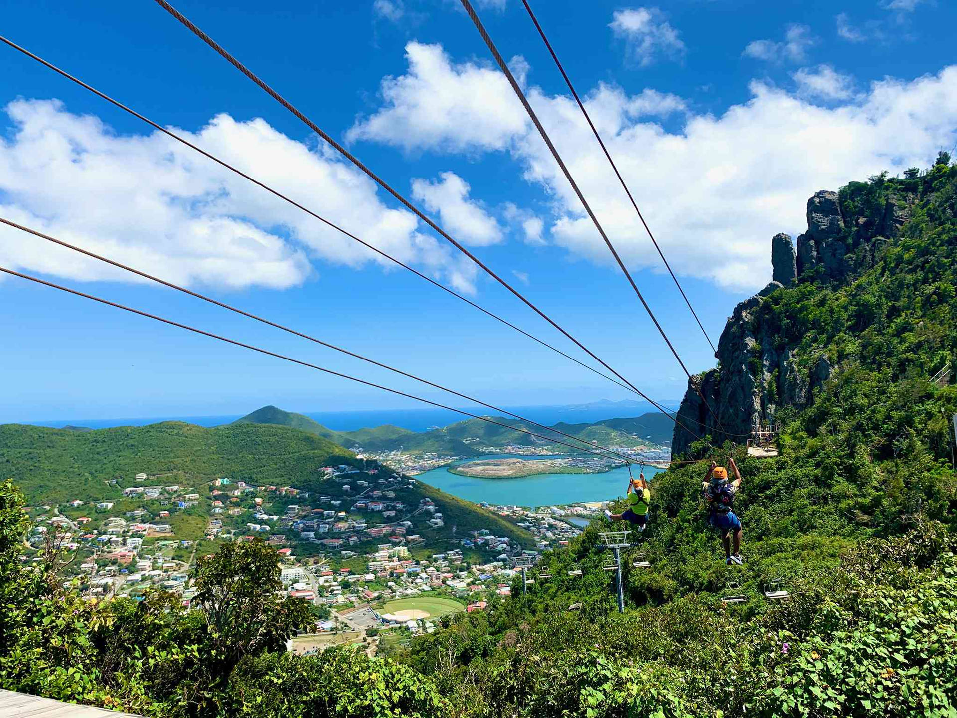 Zipline Activity In Sint Maarten Background