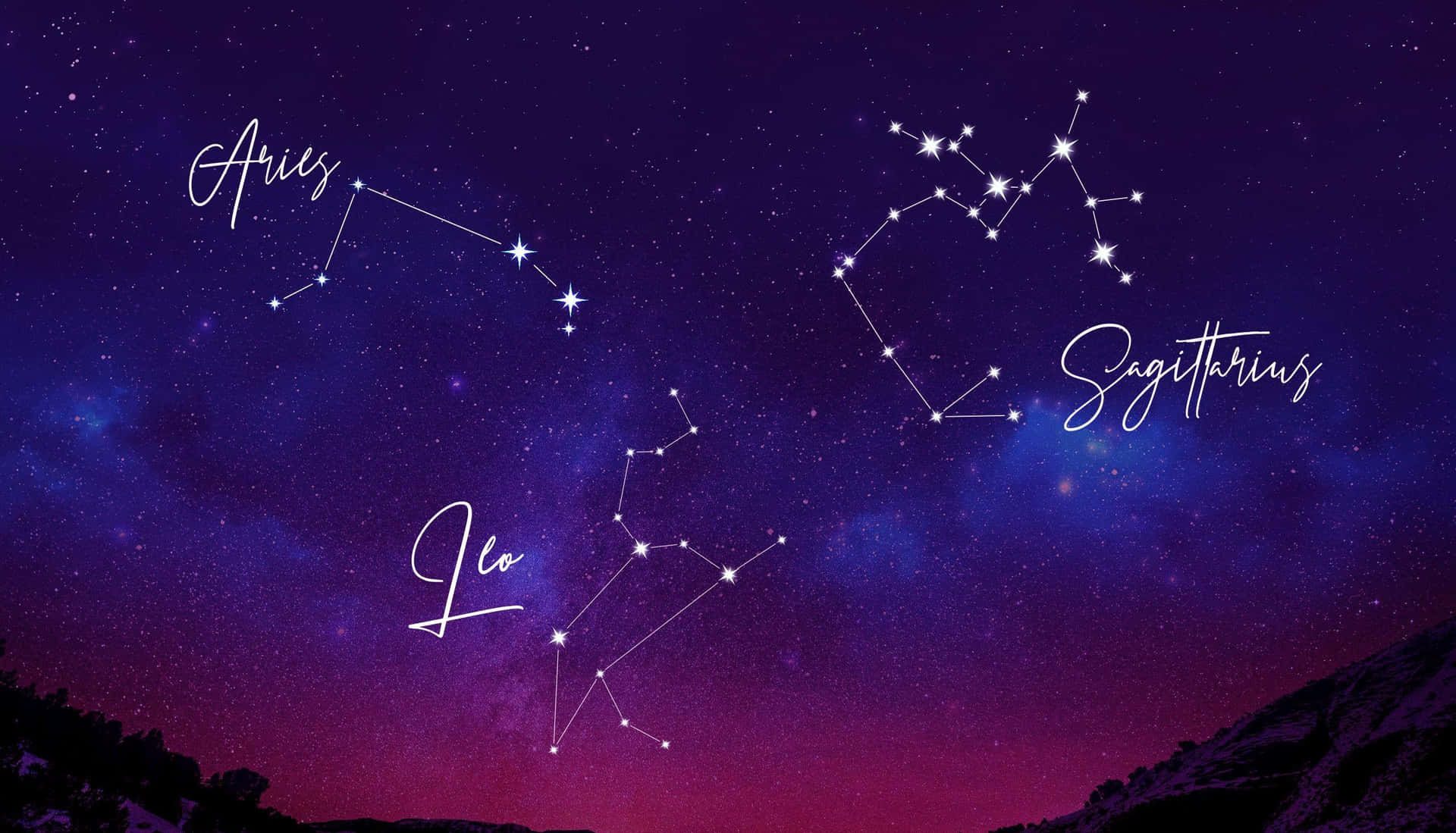 Zodiac_ Constellations_ Aries_ Leo_ Sagittarius Background