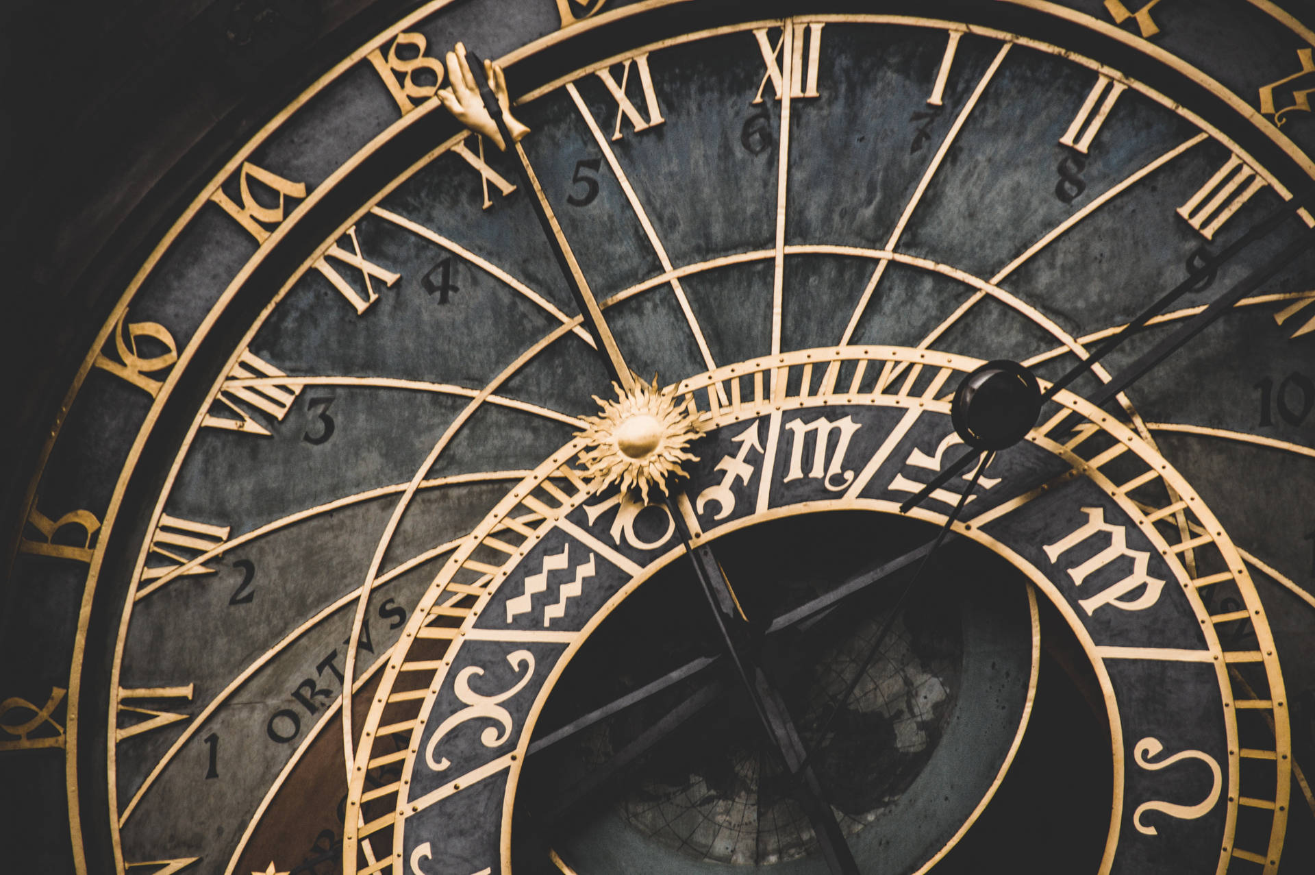 Zodiac Signs Astrology Antique Clock Background