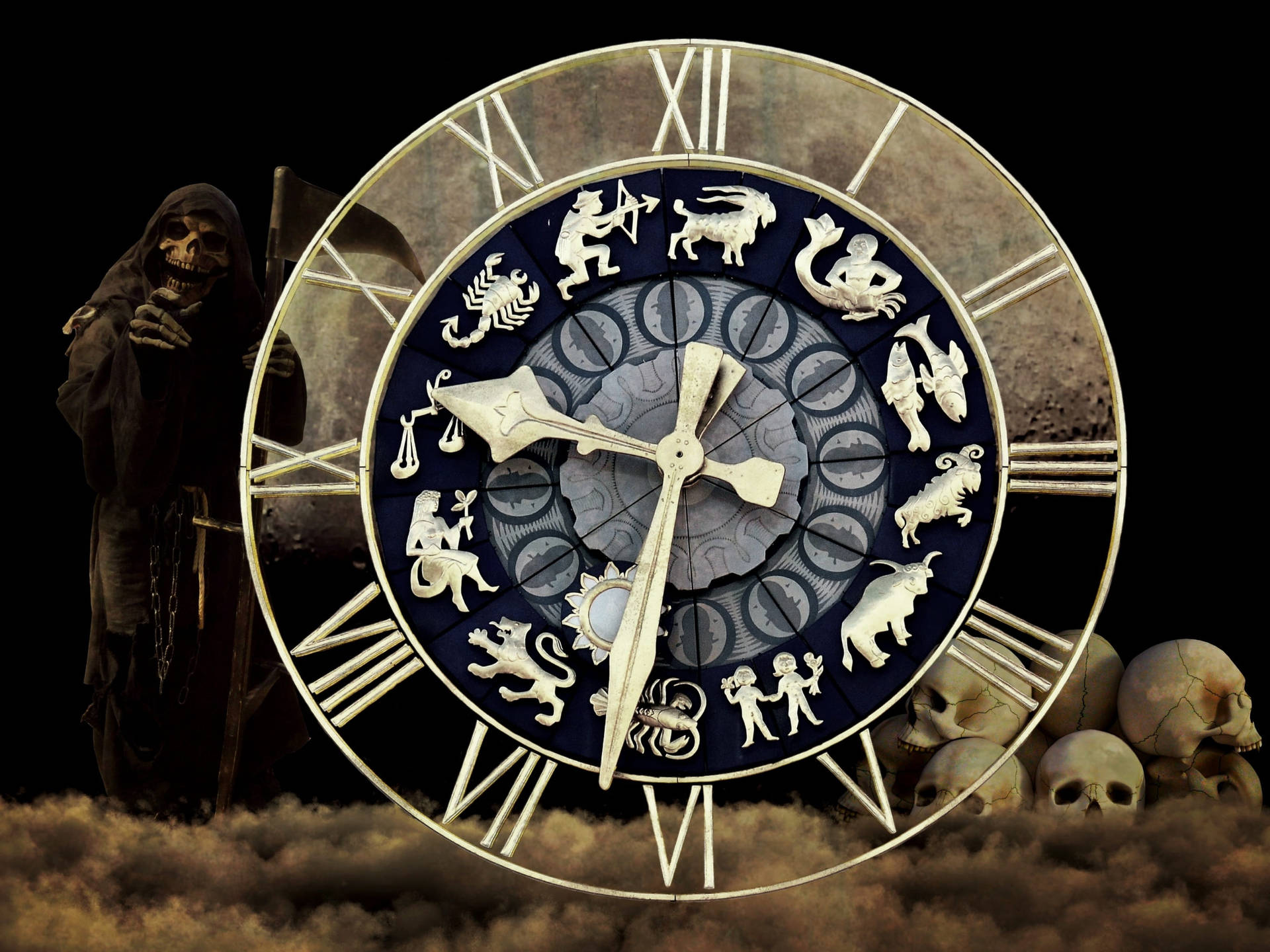 Zodiac Signs Death Clock Background