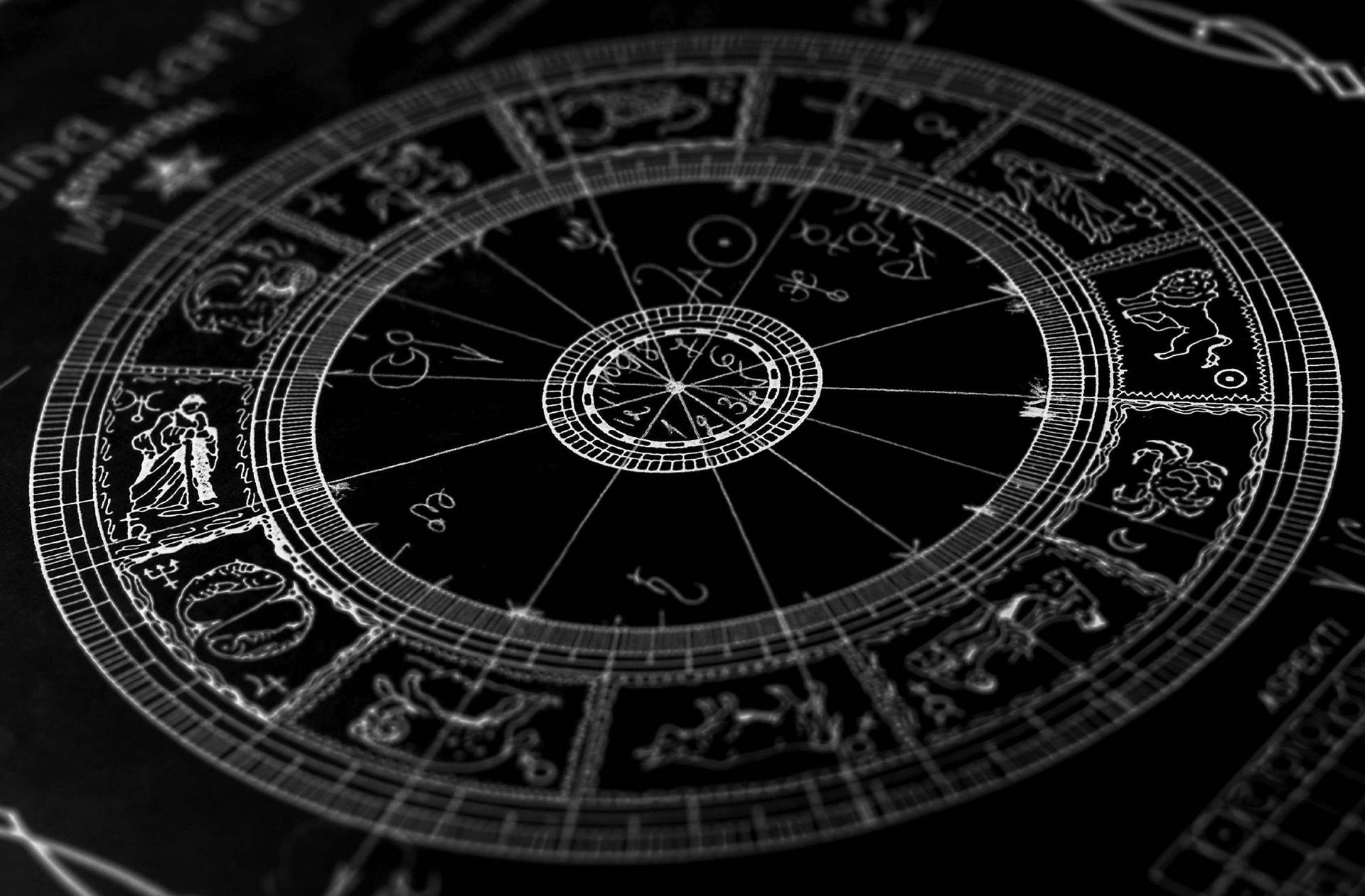 Zodiac Signs Monochrome Chart Background
