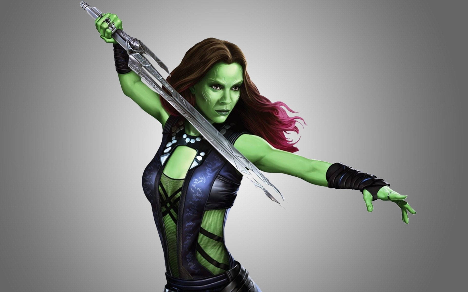 Zoe Saldana As Gamora Digital Illustration Background