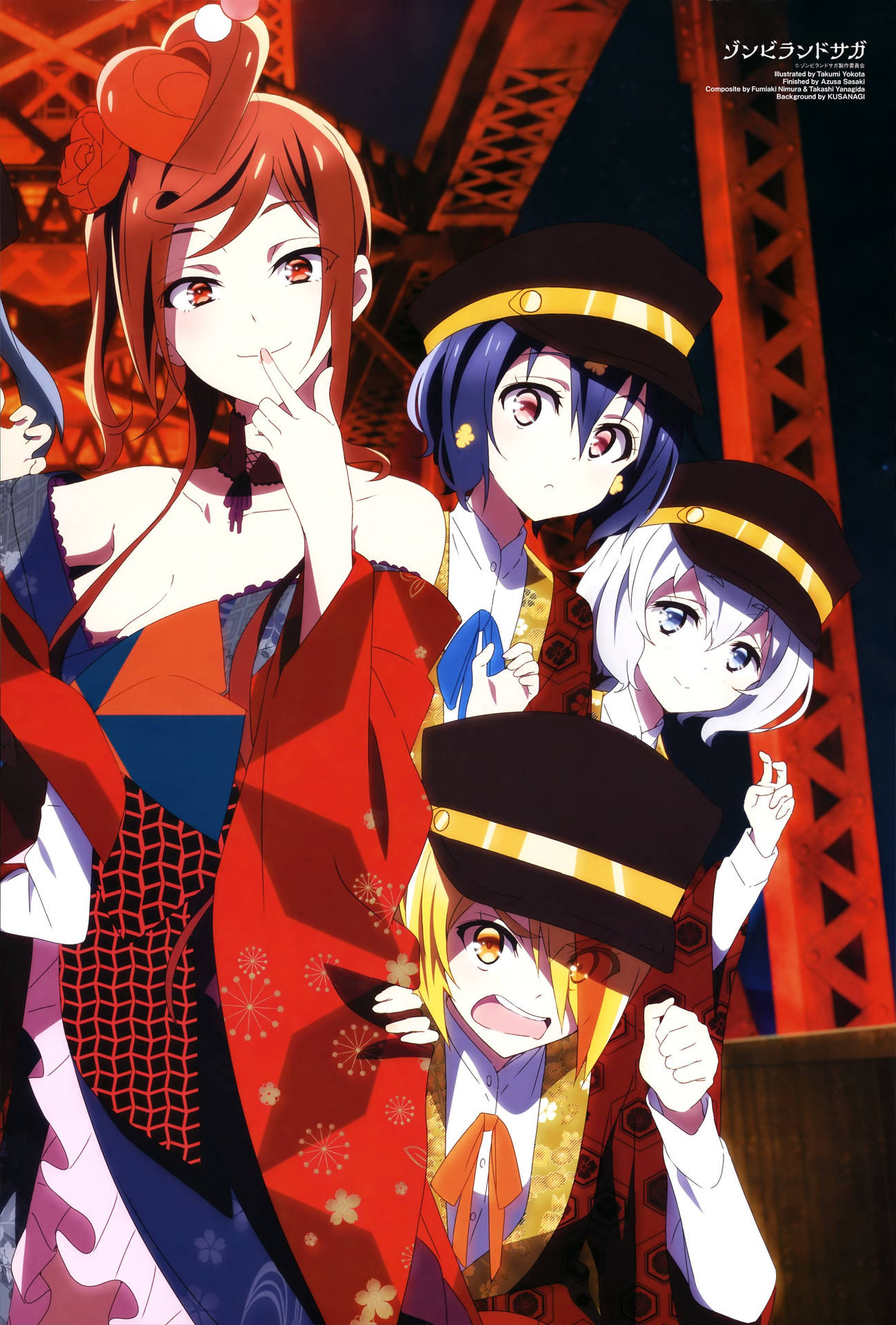 Zombie Land Saga Characters In Red Background