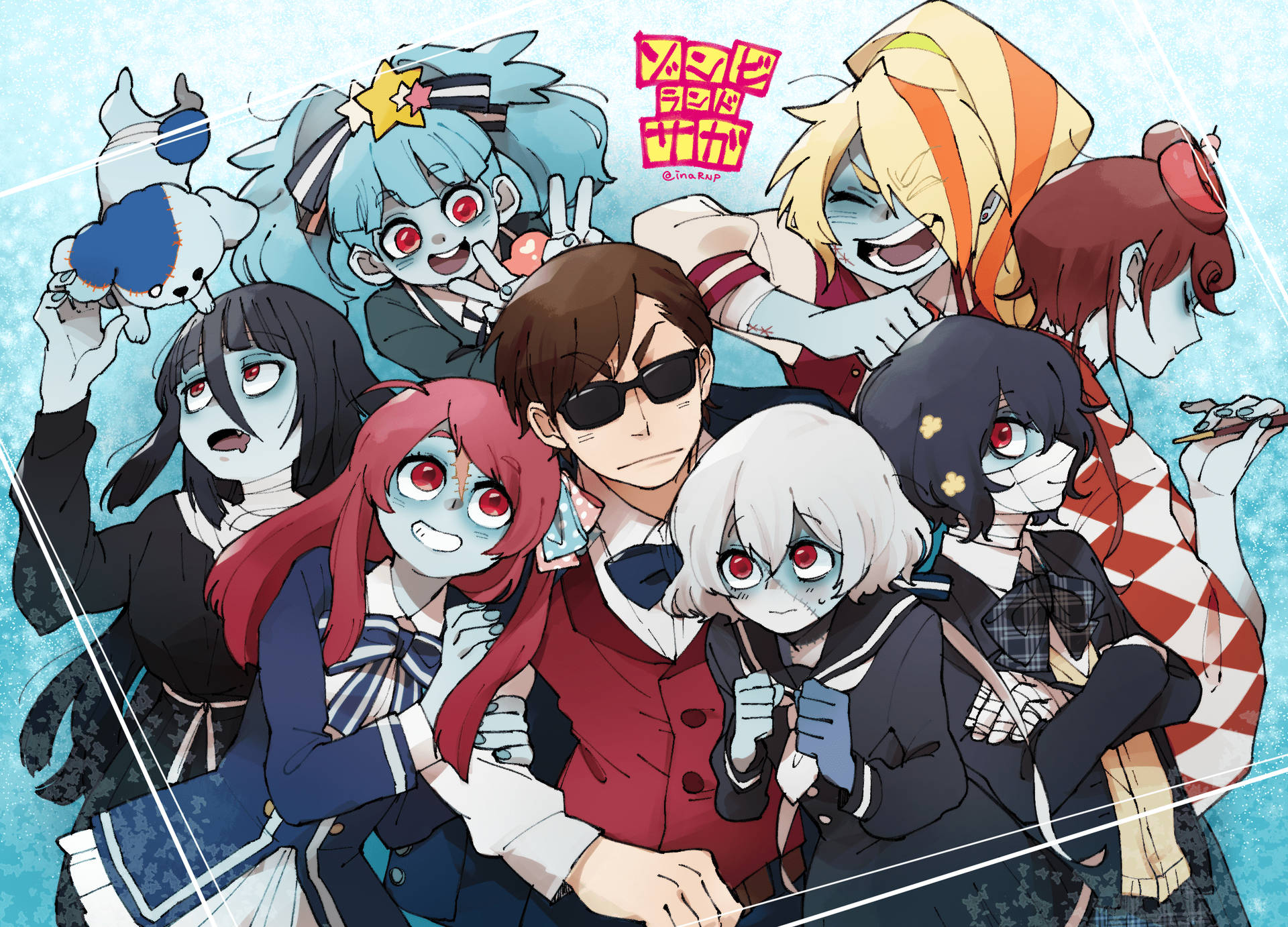 Zombie Land Saga Characters One Frame Background
