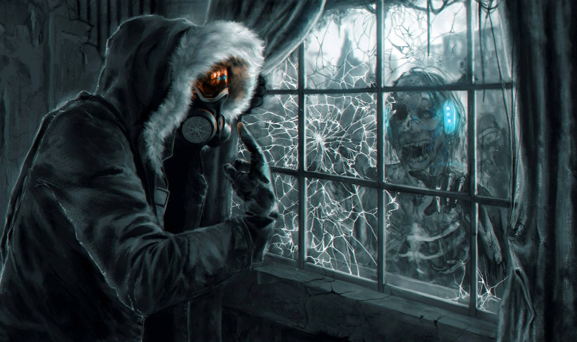 Zombie Looking In Window Background
