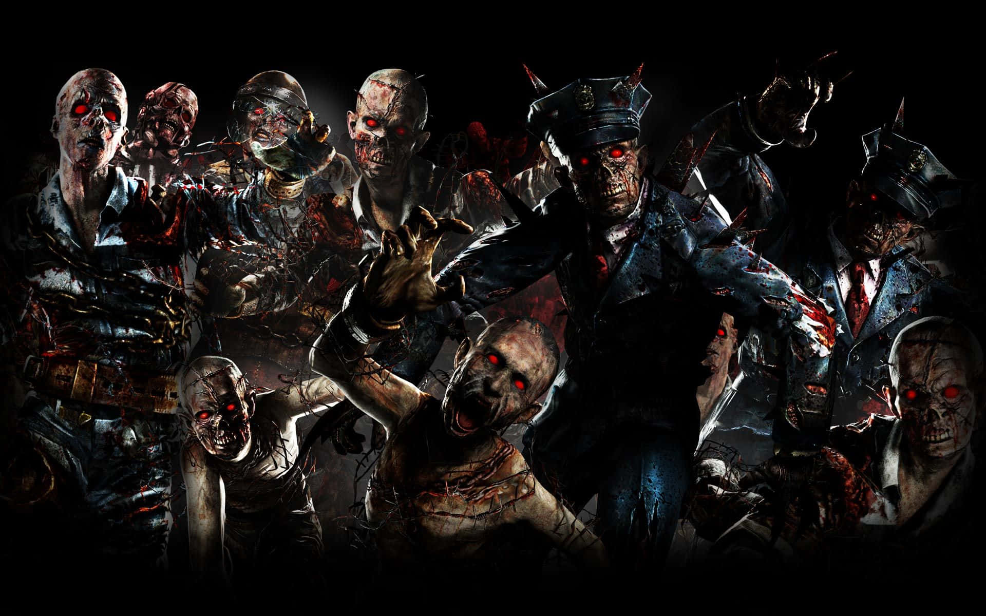 Zombies In A Dark Background Background