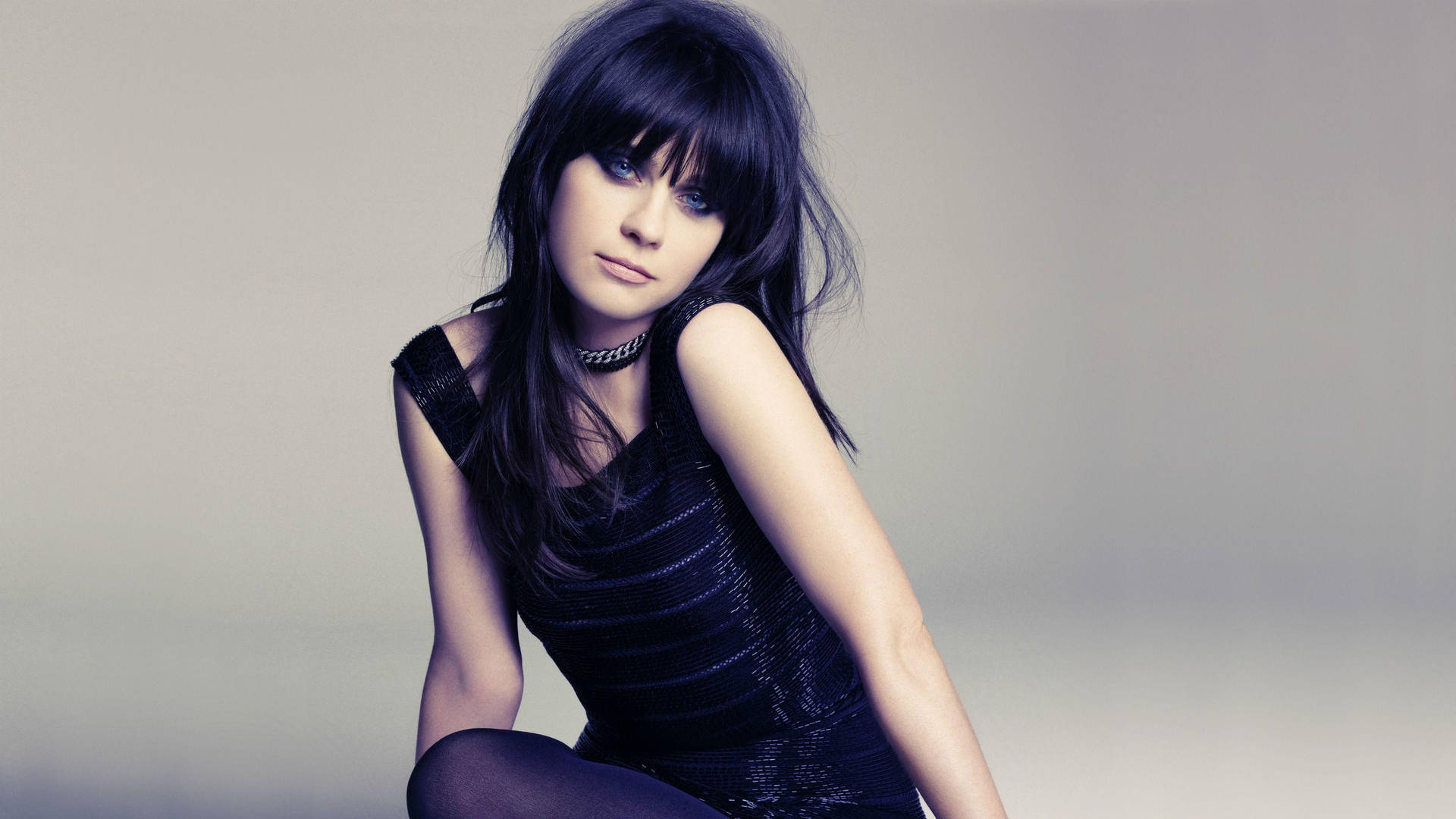 Zooey Deschanel Black Aesthetic Outfit White Background
