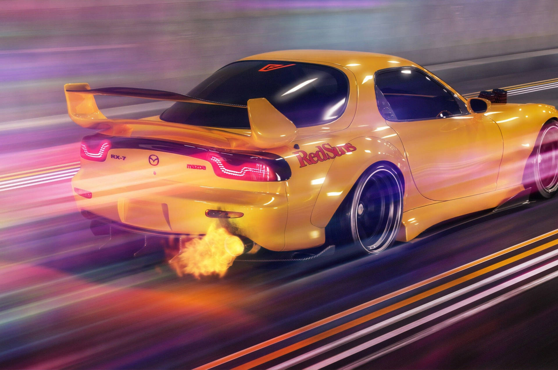 Zooming Yellow Jdm Cars Background