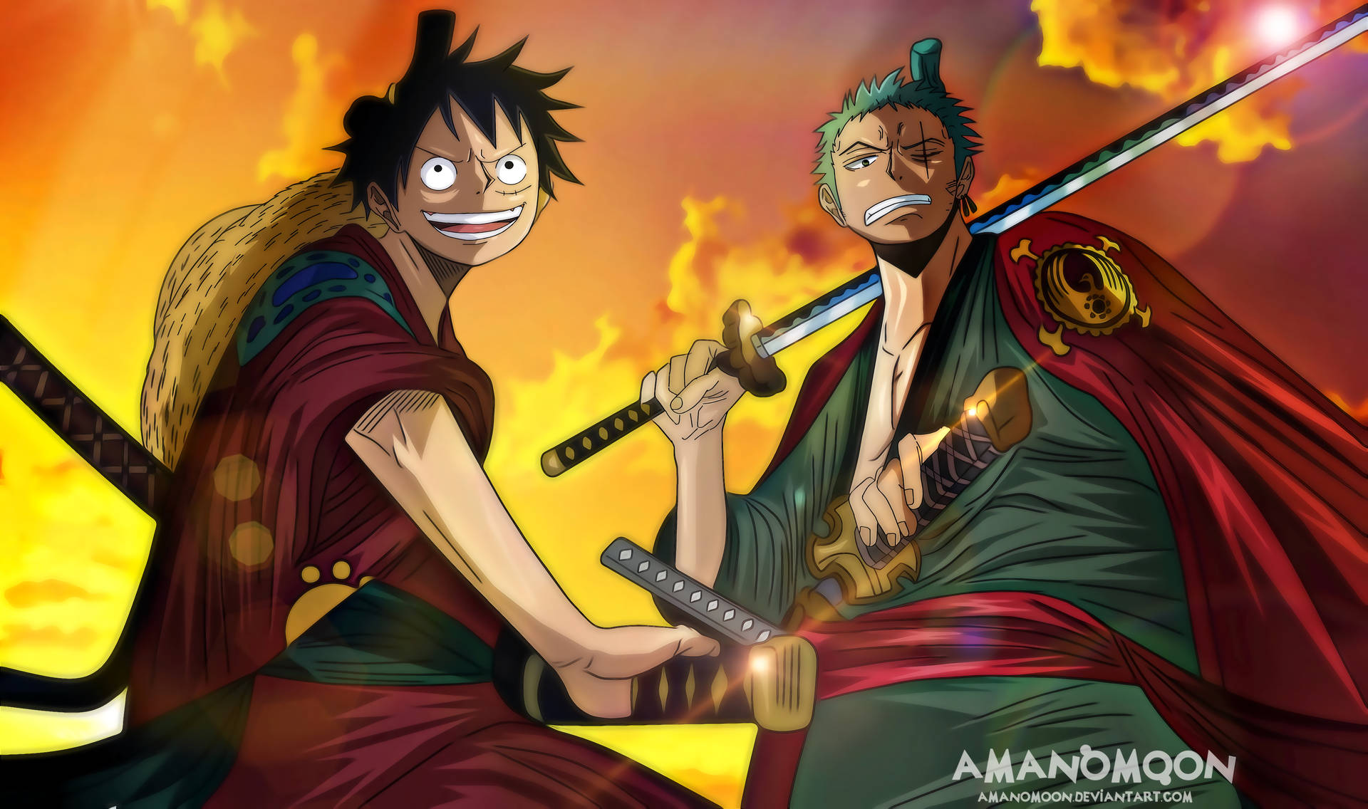 Zoro And Luffy One Piece Wano 4k Fanart