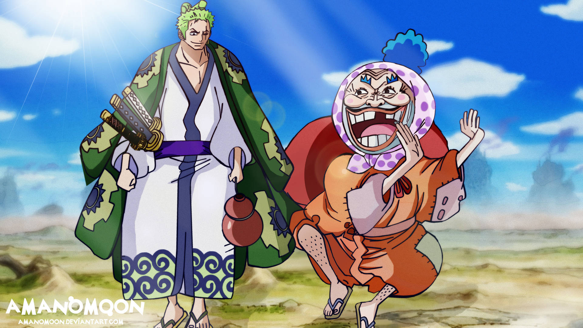 Zoro And Shimotsuki Yasuie One Piece Wano 4k