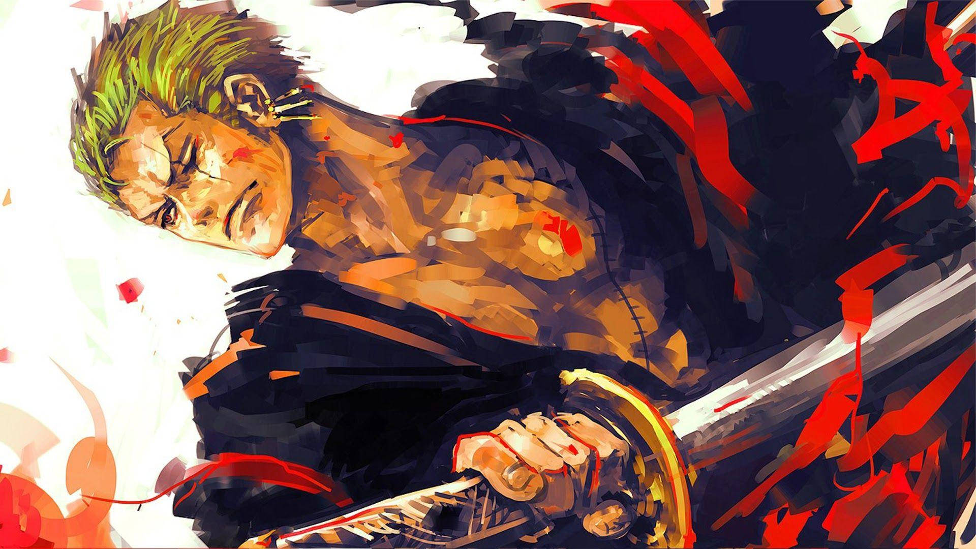 Zoro Hd Holding Sword Background