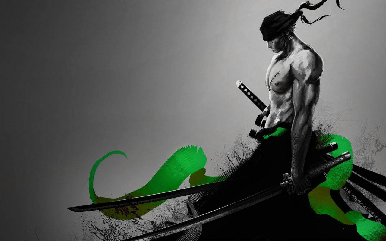 Zoro Hd In Greyscale Background