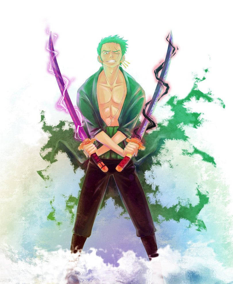 Zoro Hd Purple And Green Aura Background