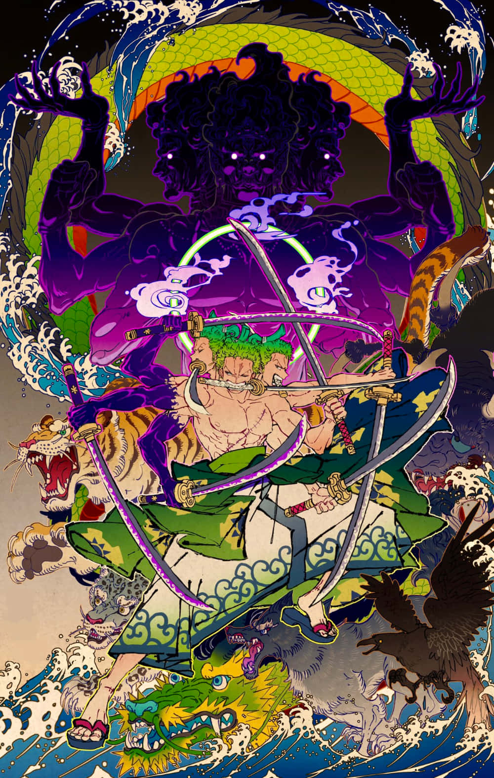 Zoro Wano Ashura Background
