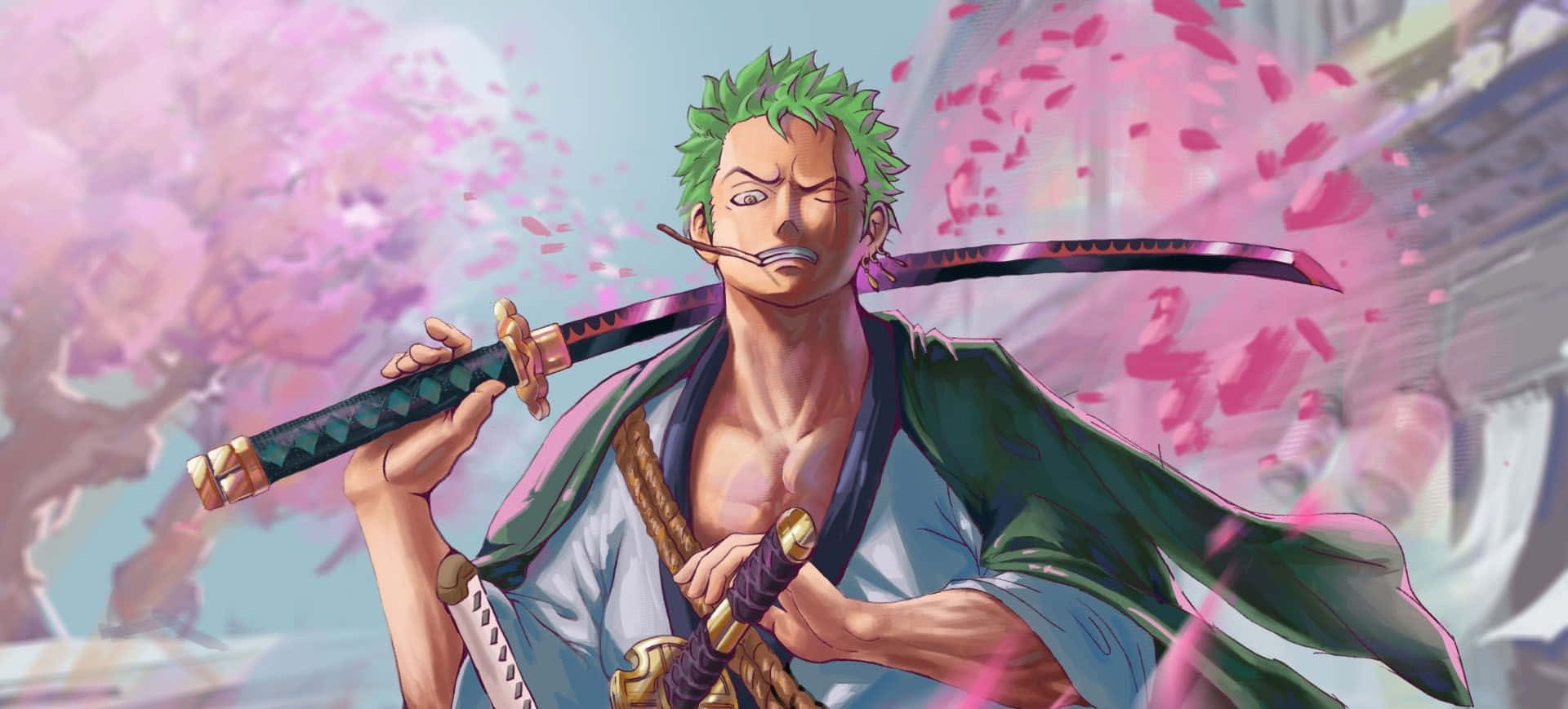 Zoro Wano On Pink Background