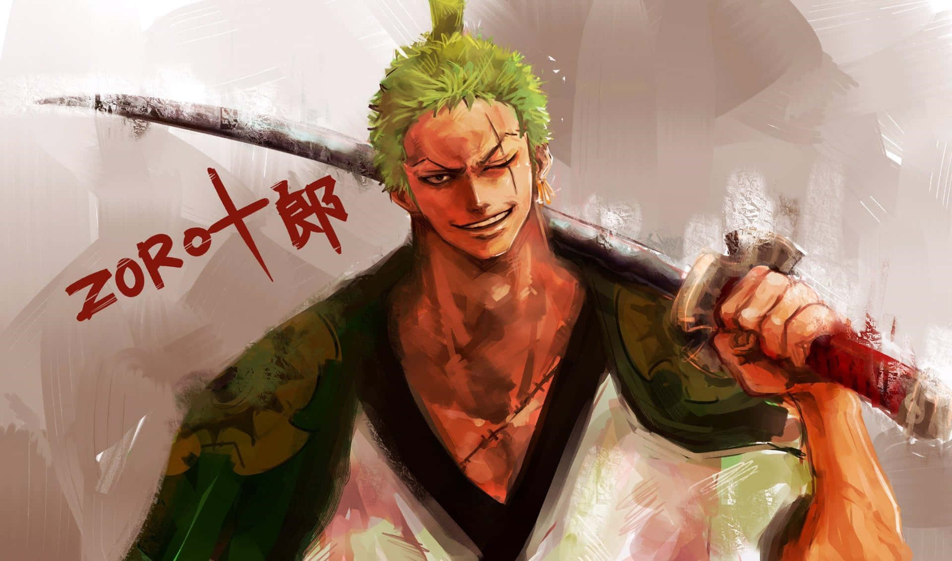 Zoro Wano With Sword Background