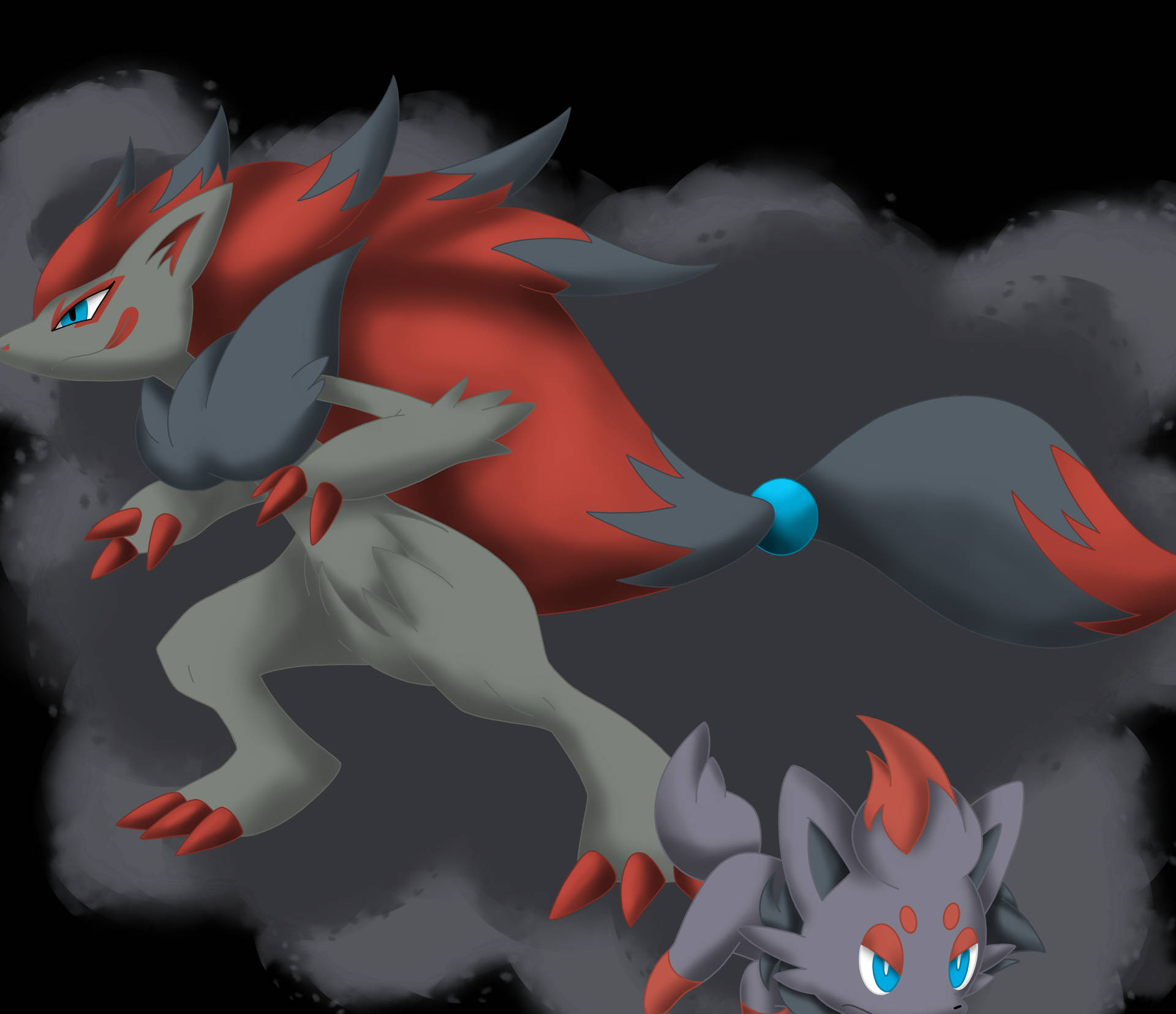 Zoroark And Little Zorua Background