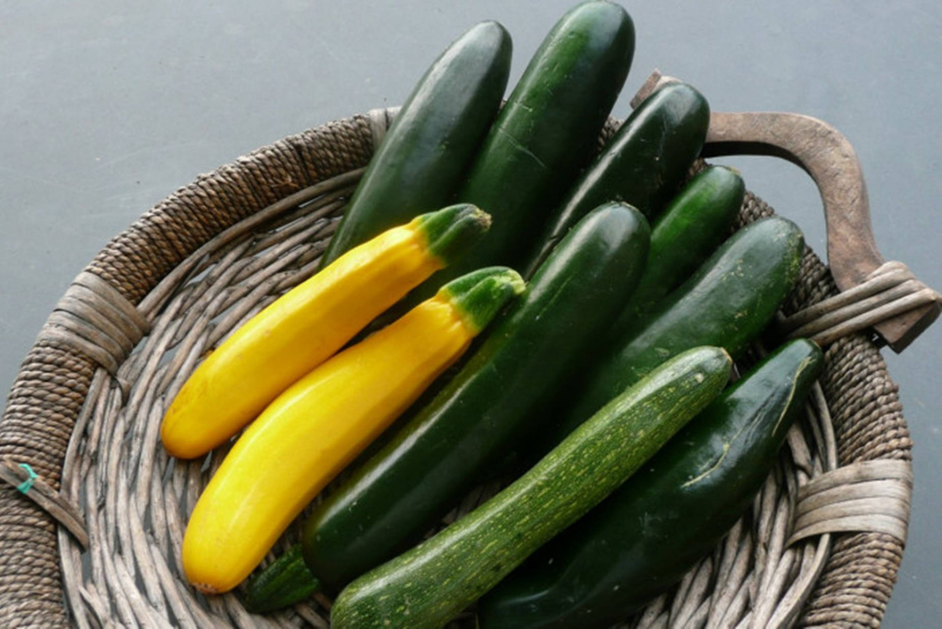 Zucchini Varieties On Woven Platter