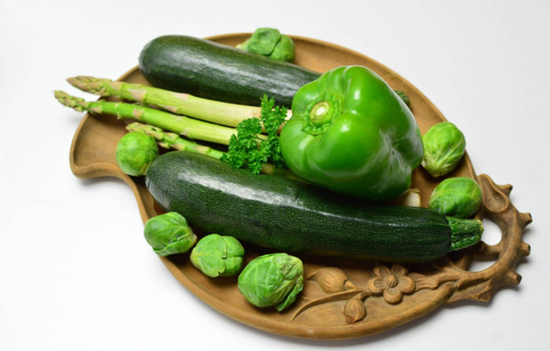 Zucchinis Green Bell Pepper And Asparagus Background