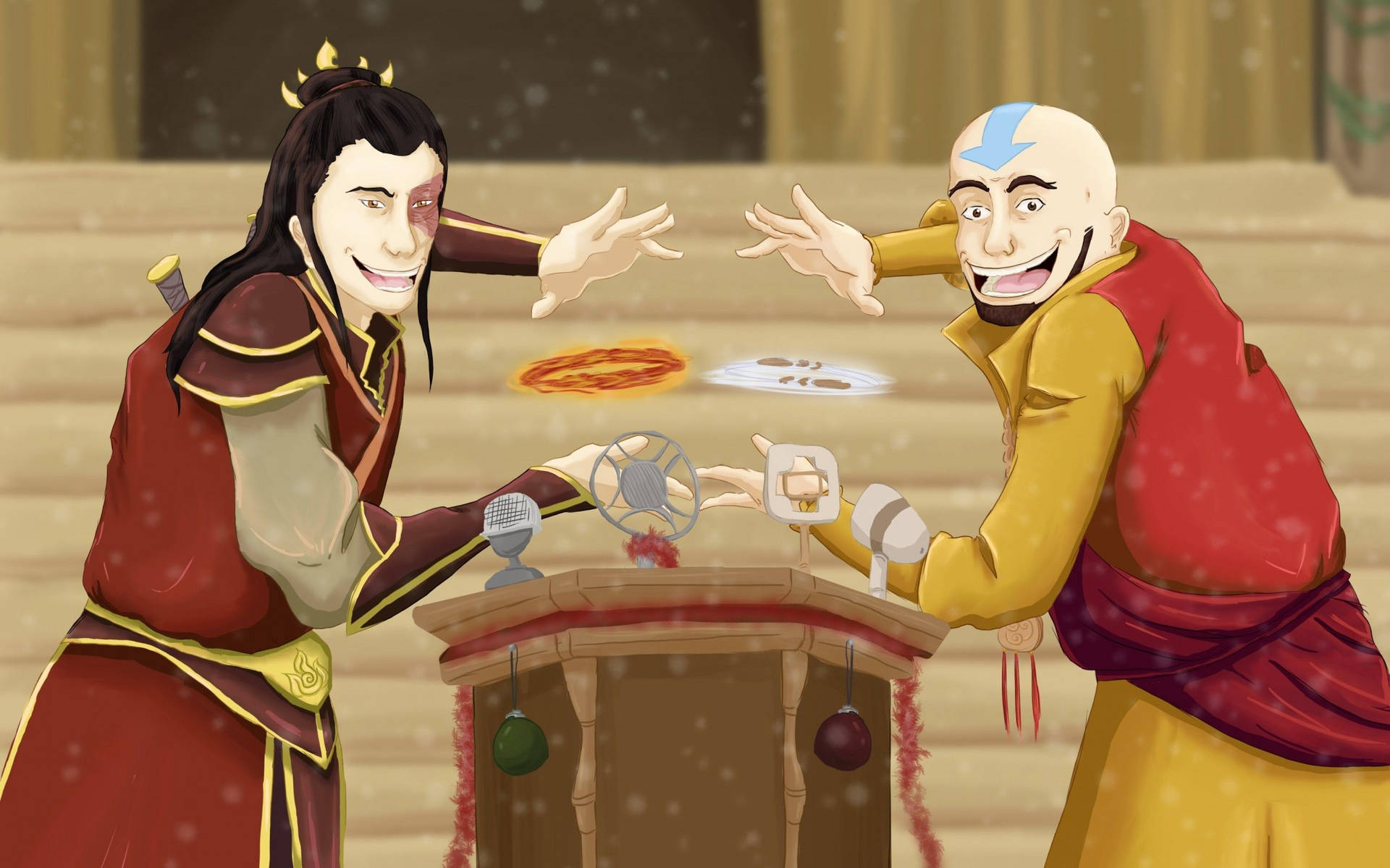Zuko And Aang Comedic Duo Background