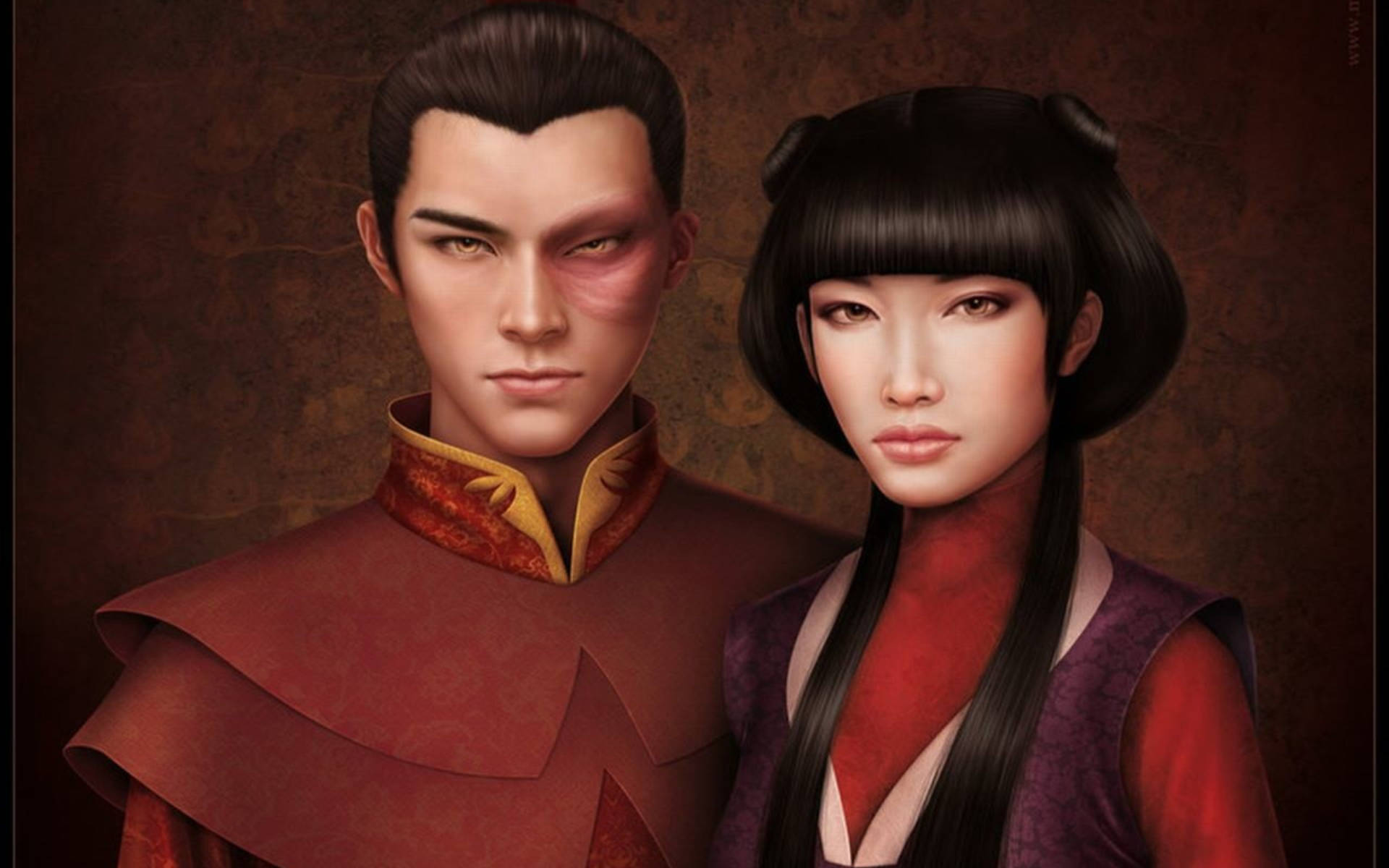 Zuko And Mai Realistic Portrait Background