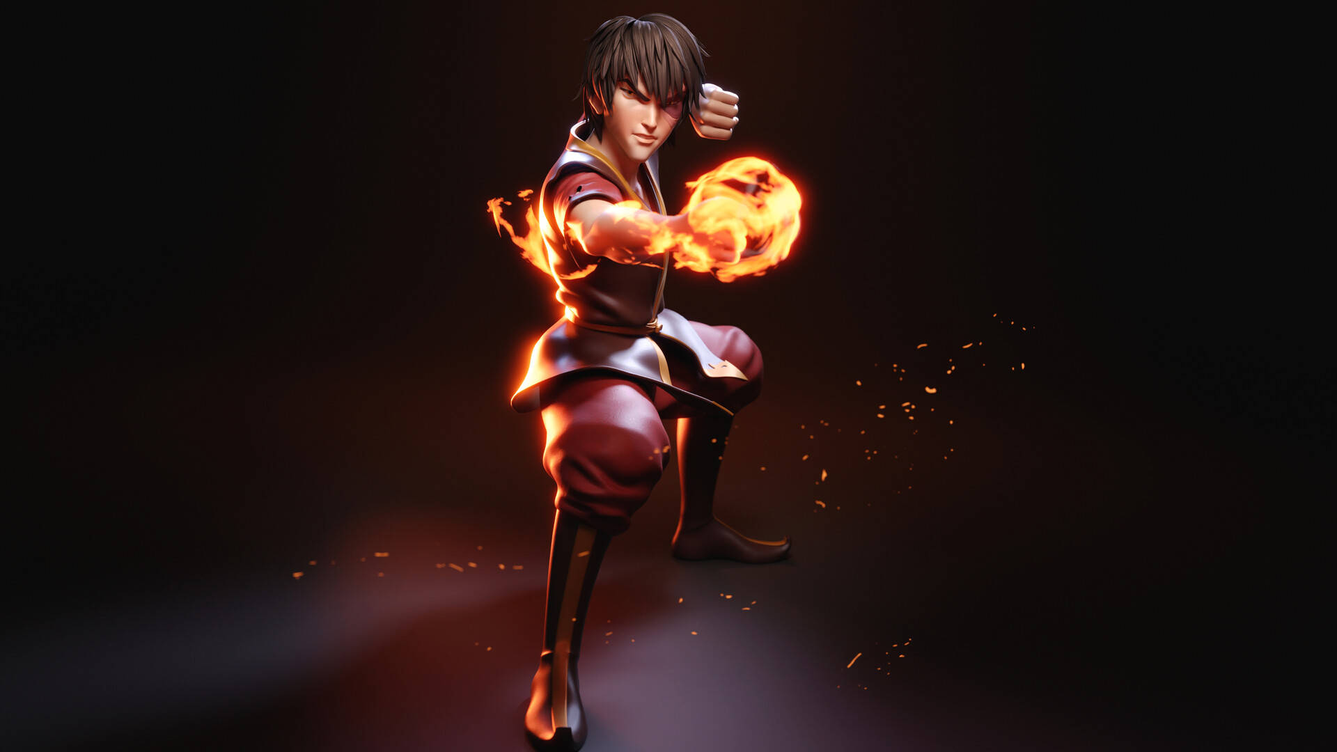Zuko In Burning Fist Background