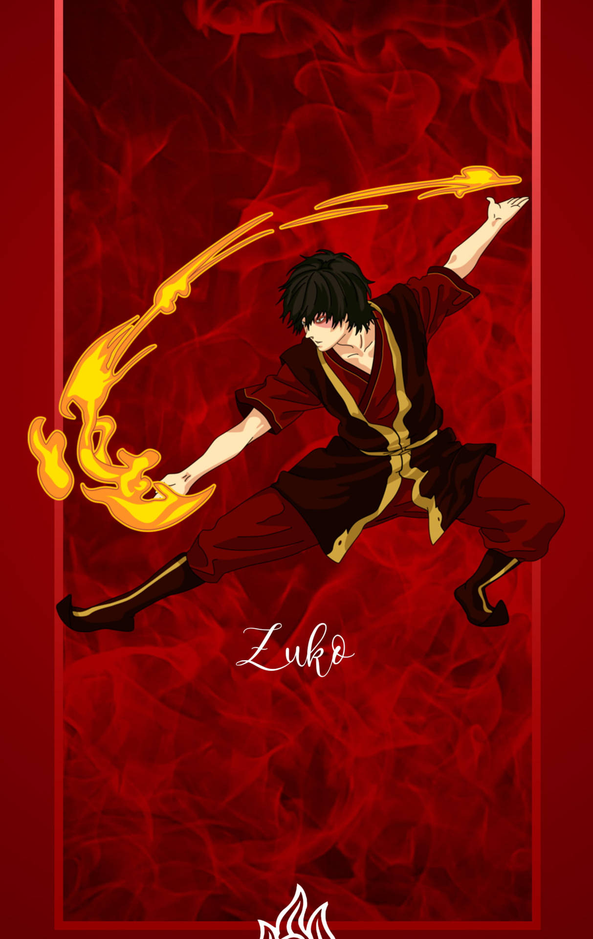 Zuko In Red Velvet Fire Background