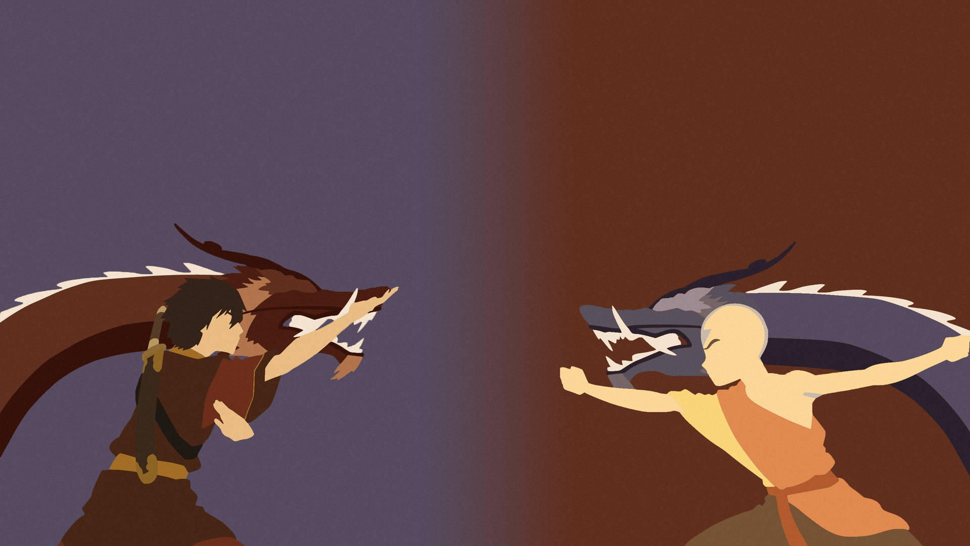 Zuko Versus Aang With Dragons Background