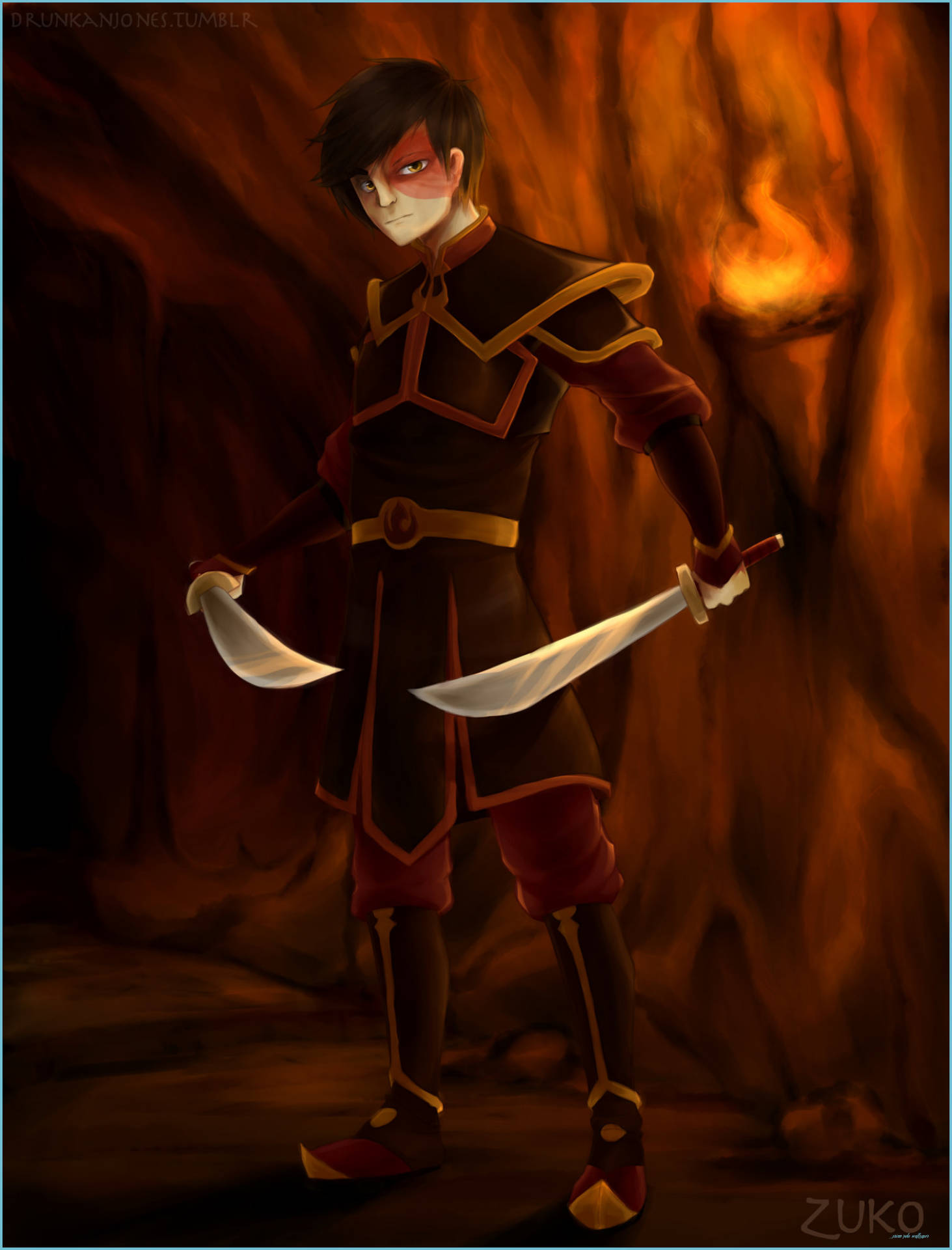 Zuko With Scimitar Swords Background